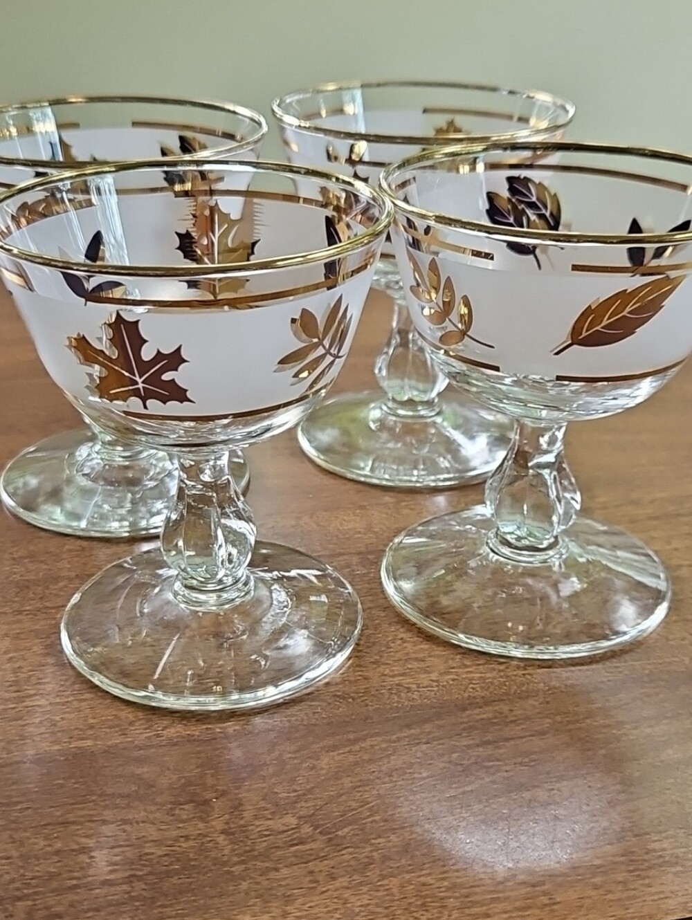 Libbey "Golden Foliage" Dessert Sherbet Cups - Set of 4 Vintage 50s